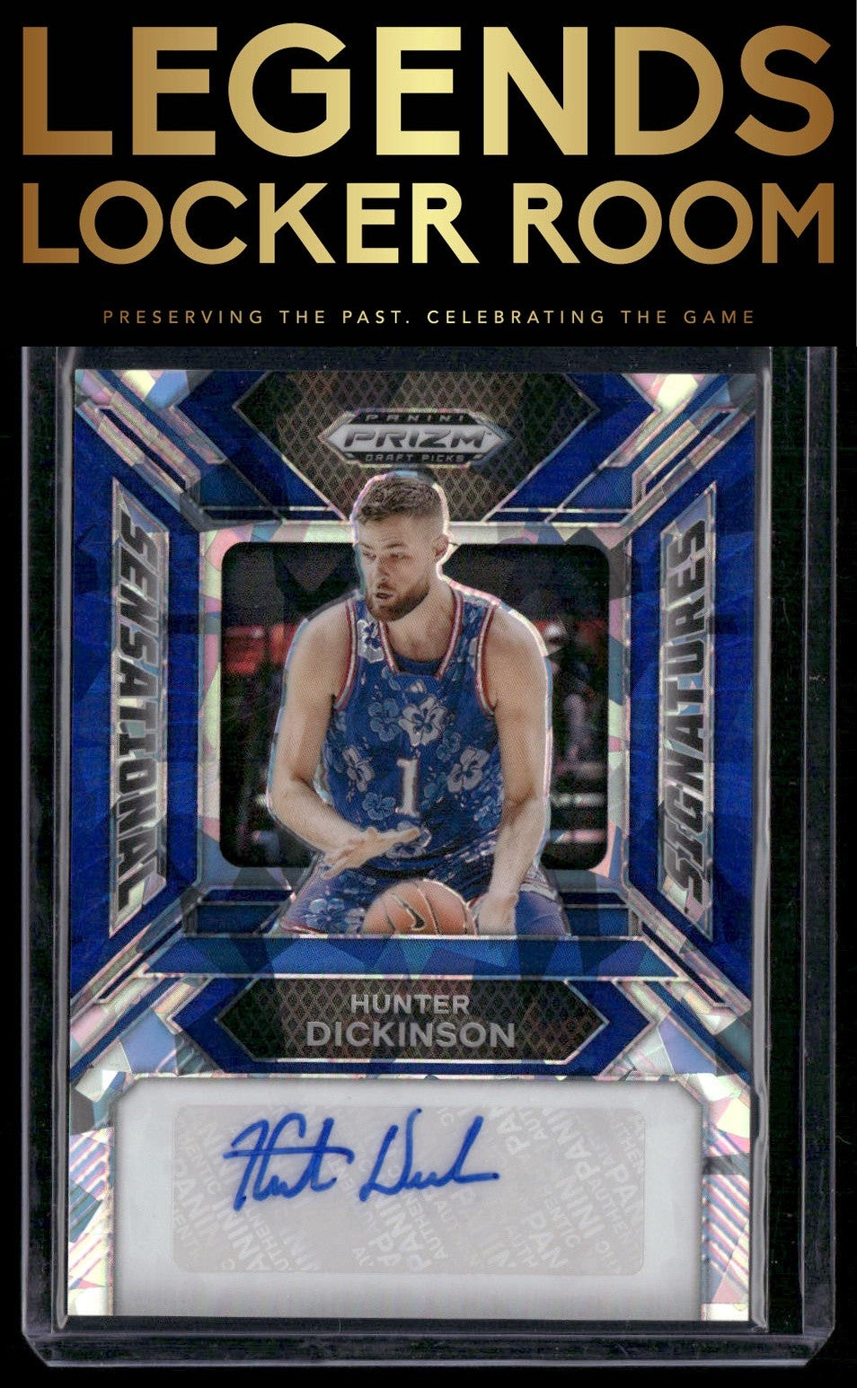 2024 Prizm Draft Picks Hunter Dickinson Sensational Signatures Blue Ice /75