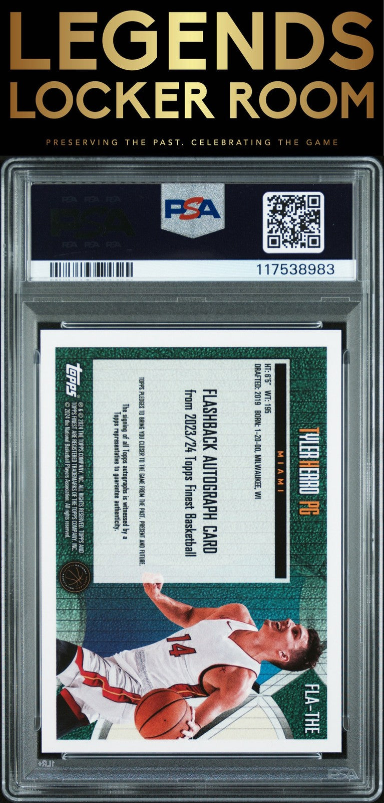 2023 Topps Finest Flashback Autographs Tyler Herro Gold /50 PSA 9