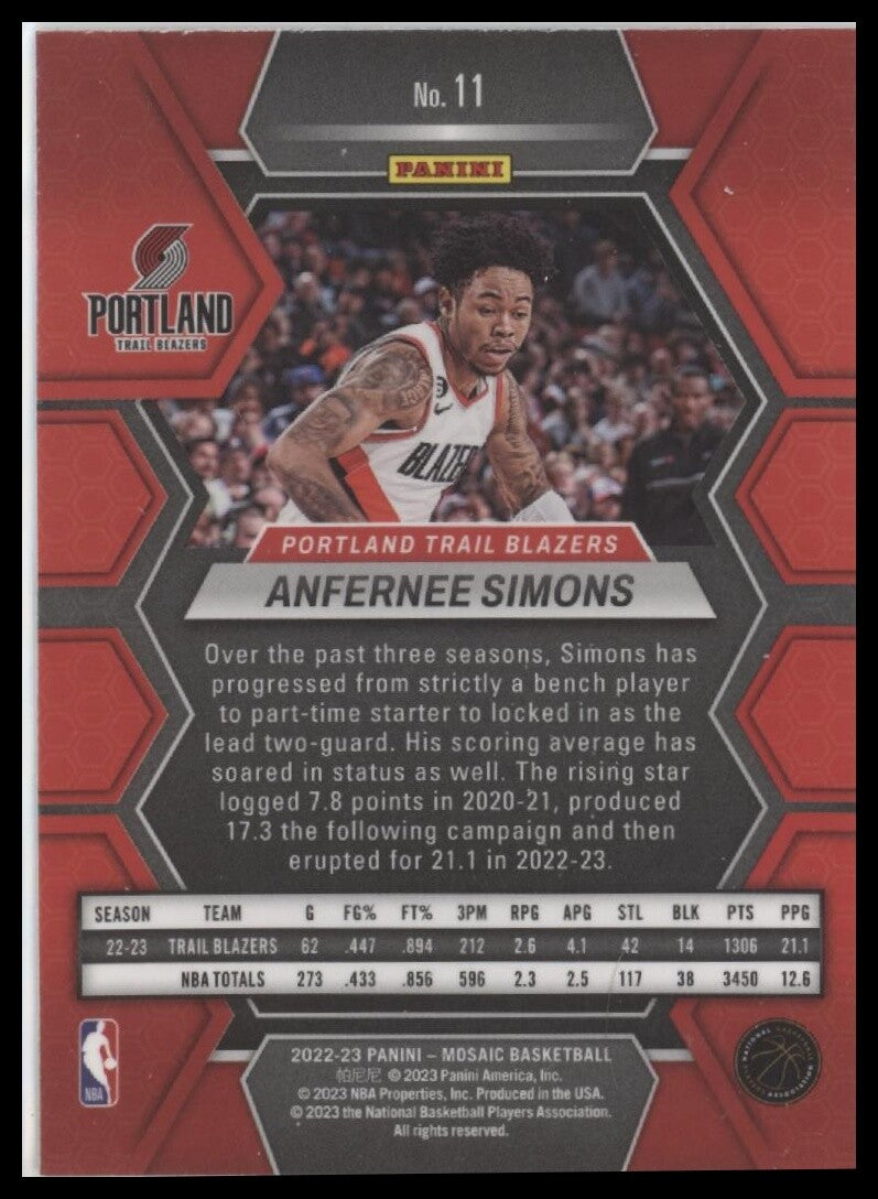 2022-23 Panini Mosaic #11 Anfernee Simons