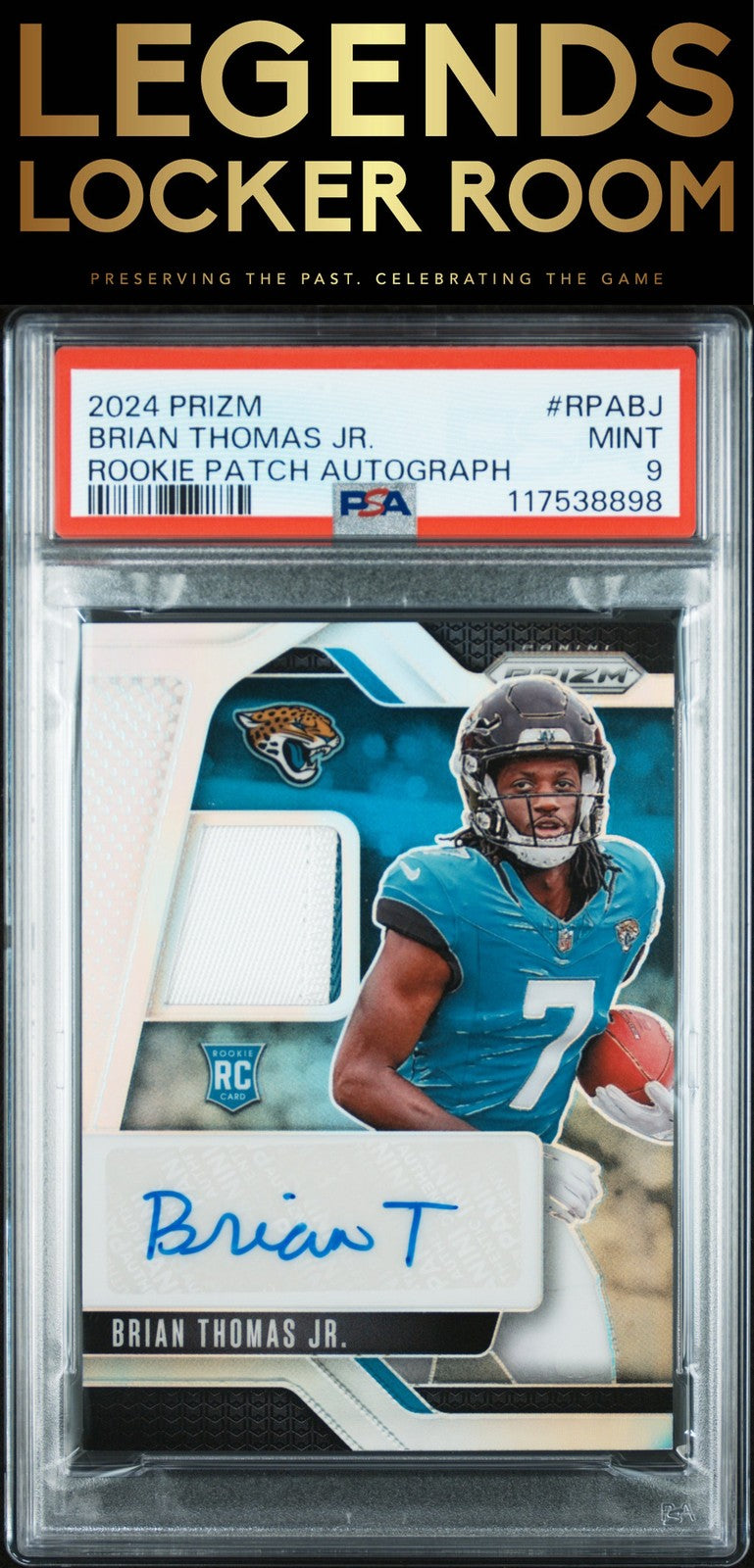 2024 Panini Prizm Rookie Patch Autographs #RPABJ Brian Thomas Jr. PSA 9