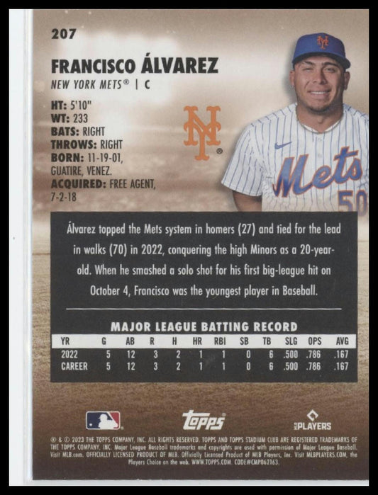 2023 Stadium Club #207 Francisco Álvarez