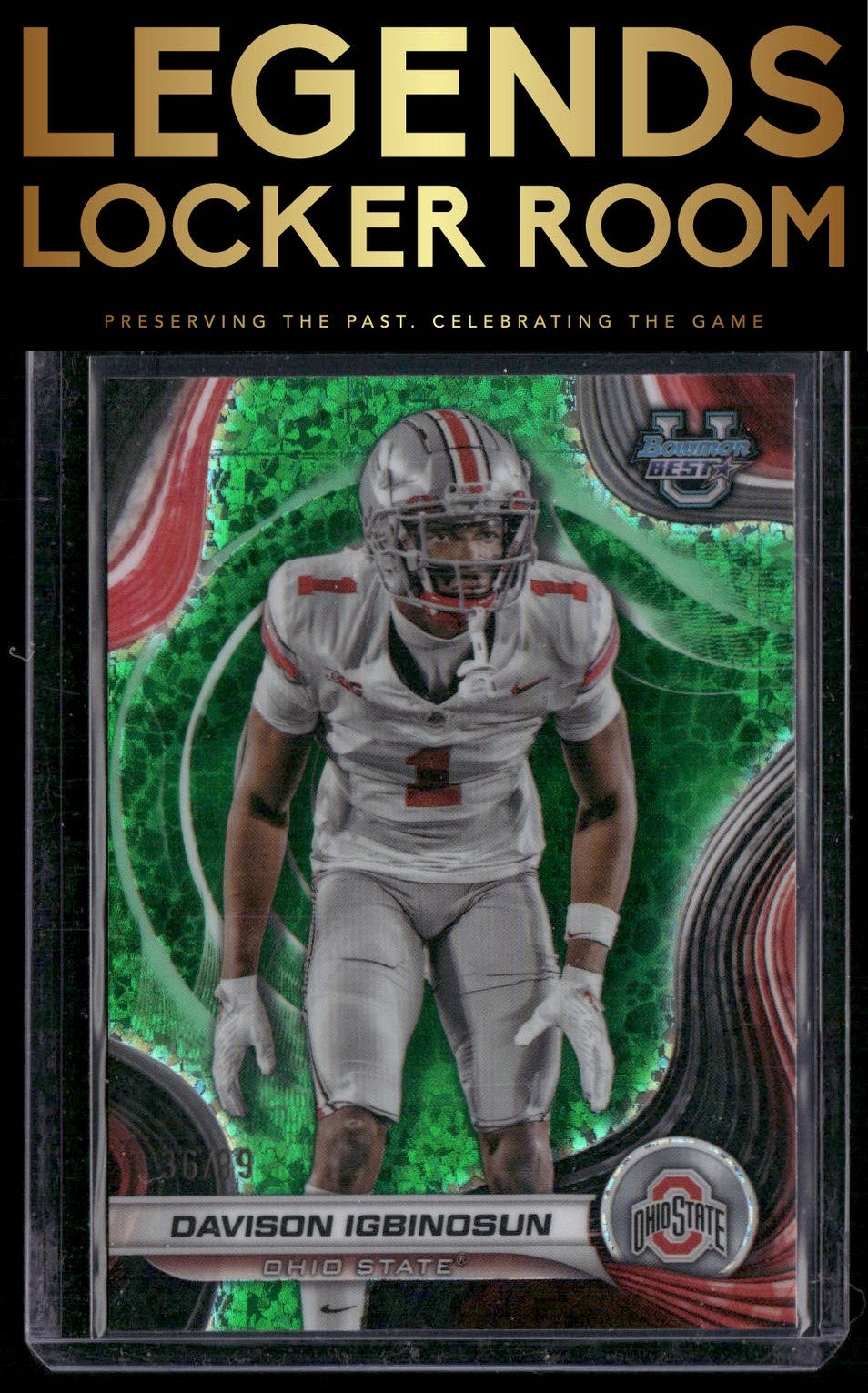 2024 Bowman University Best Davison Igbinosun Green Mini Diamond Refractor /99