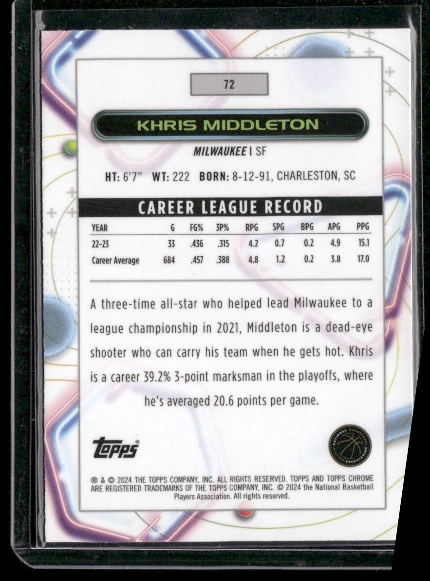 2023-24 Topps Chrome Cosmic #72 Khris Middleton Pink Galaxy Refractors