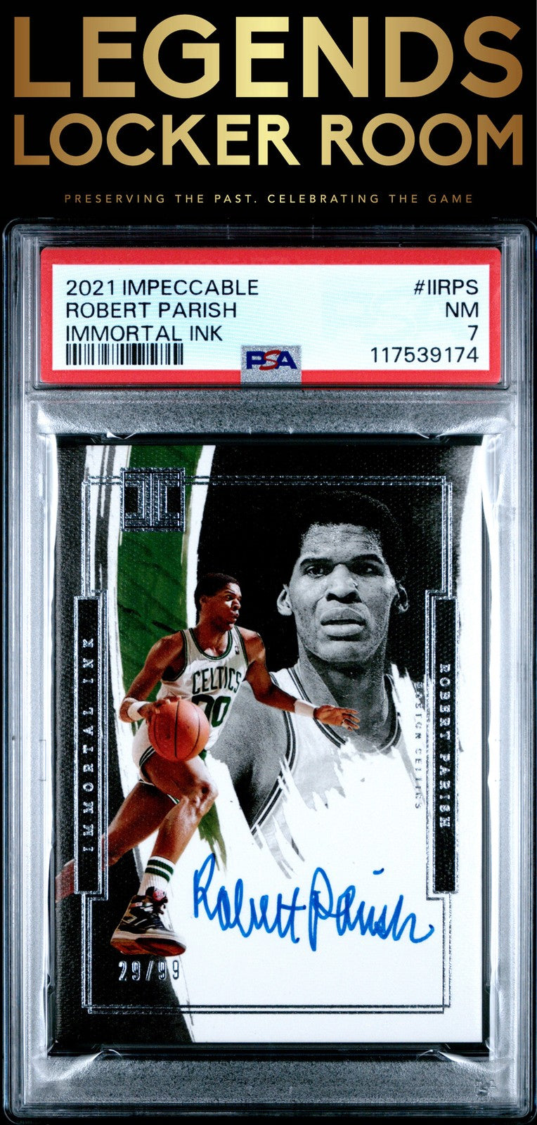 2021 Panini Impeccable Immortal Ink #IIRPS Robert Parish Immortal Ink PSA 7