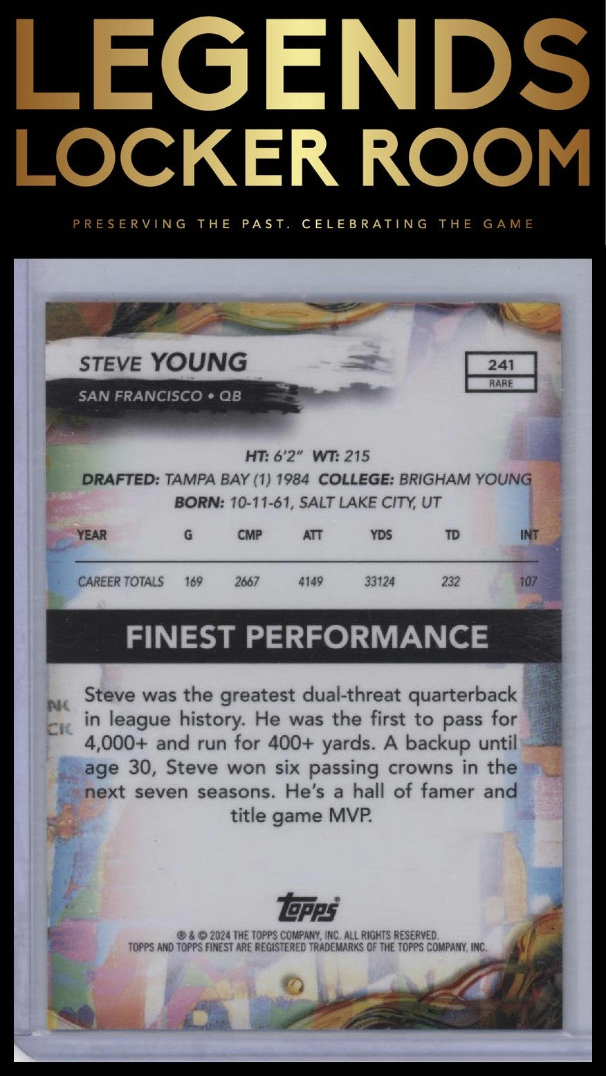 2024 Finest #241 Steve Young Oil Spill Refractor #/10