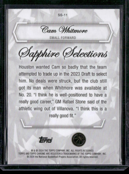 2023-24 Topps Chrome Sapphire #SS-11 Cam Whitmore Sapphire Selections