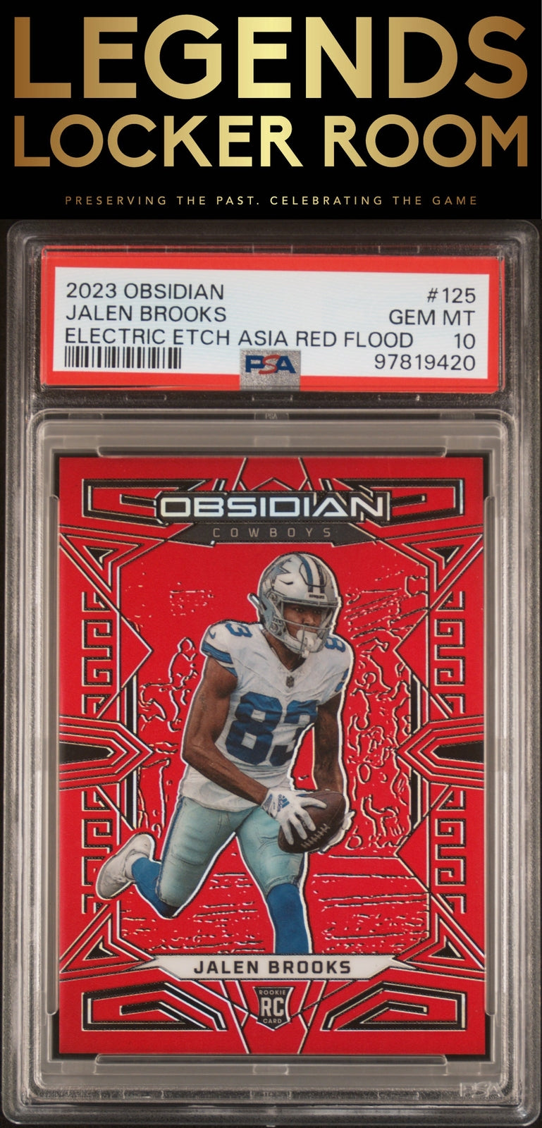 2023 Panini Obsidian #125 Jalen Brooks Electric Etch Asia Red Flood PSA 10