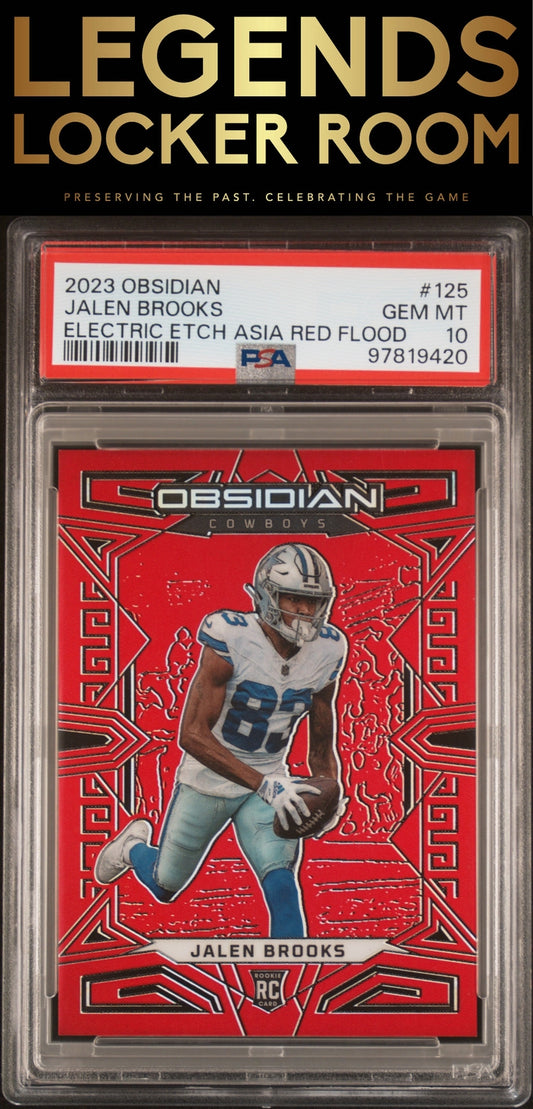 2023 Panini Obsidian #125 Jalen Brooks Electric Etch Asia Red Flood PSA 10