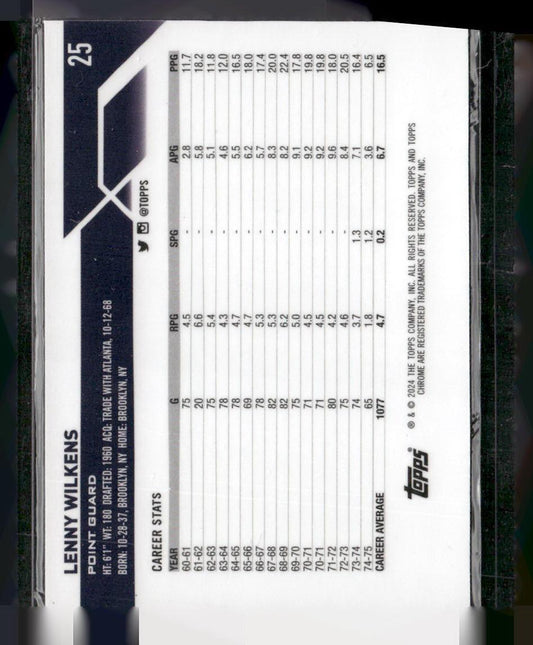 2023-24 Topps Chrome #25 Lenny Wilkens Prism Refractors