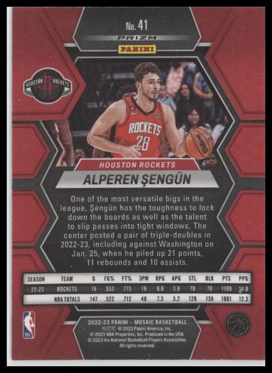 2022-23 Panini Mosaic #41 Alperen Sengun Green
