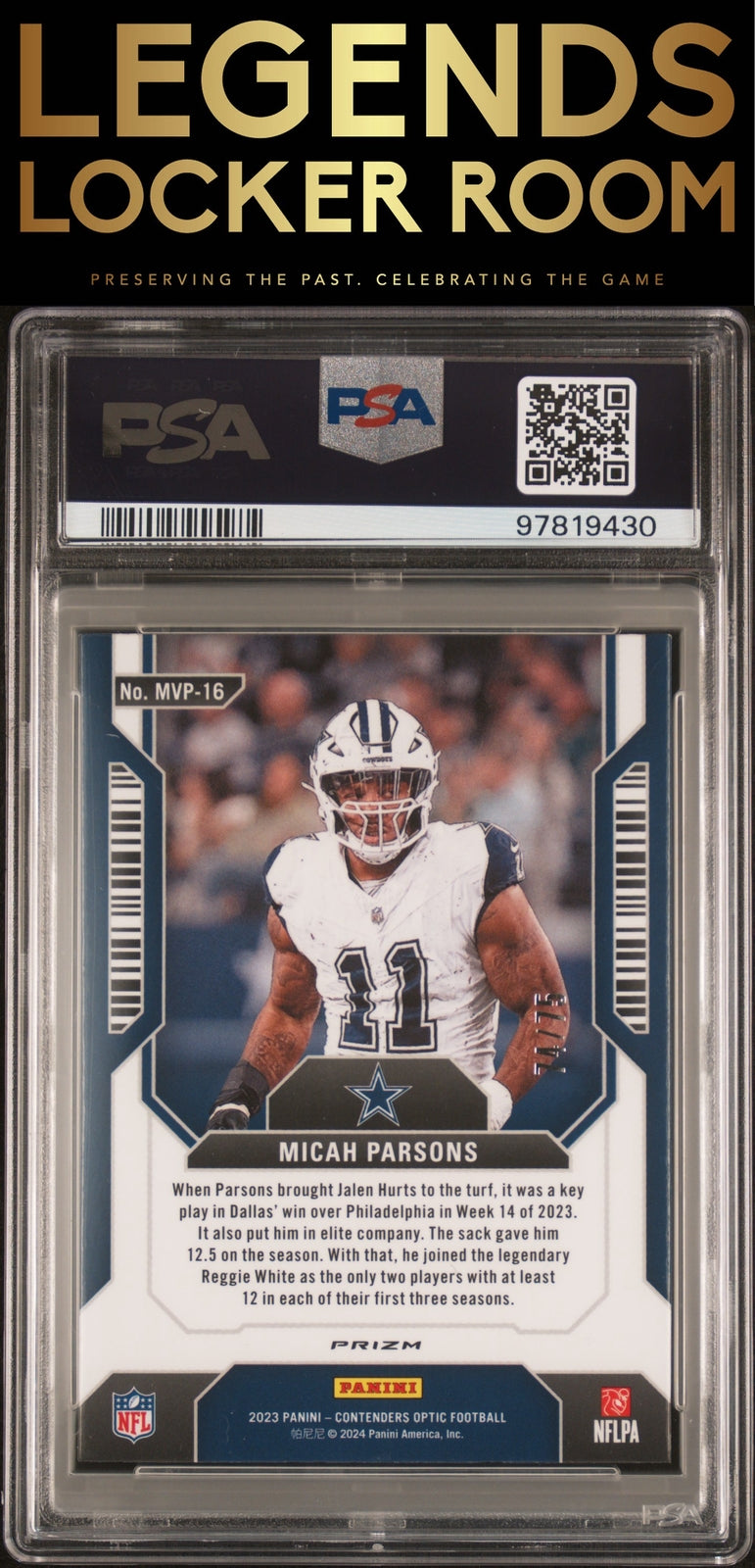 2023 Panini Contenders Optic Mvp Micah Parsons Pink PSA 8