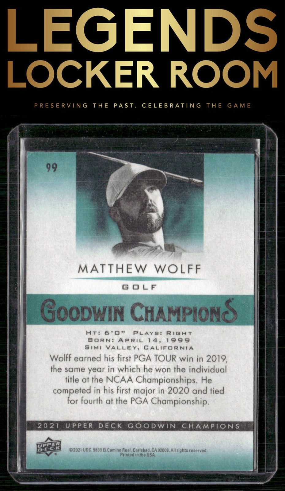 2021 Upper Deck Goodwin Champions #NNO Matthew Wolff Blank Back