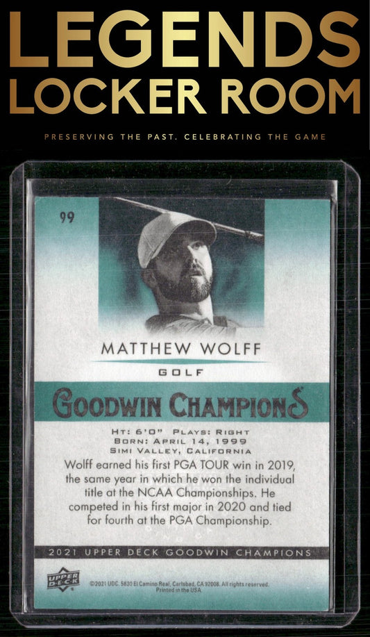 2021 Upper Deck Goodwin Champions #NNO Matthew Wolff Blank Back