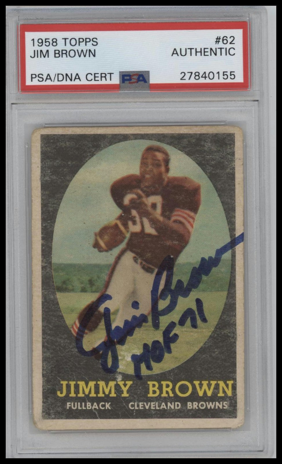 1958 Topps #62 Jim Brown PSA Authentic