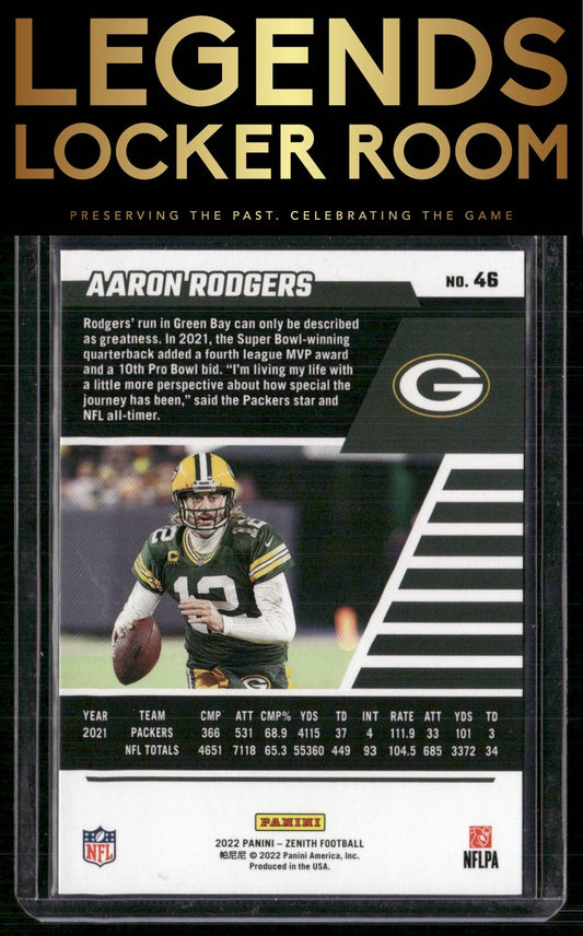2022 Zenith #46 Aaron Rodgers Red Zone
