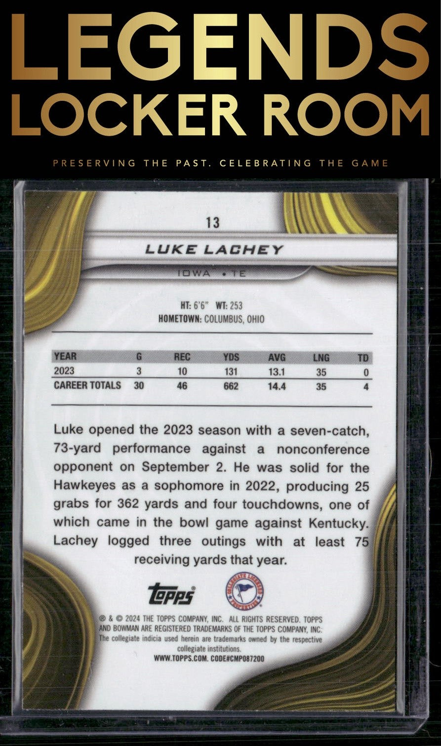 2024 Bowman University Best #13 Luke Lachey Aqua Refractor #/225