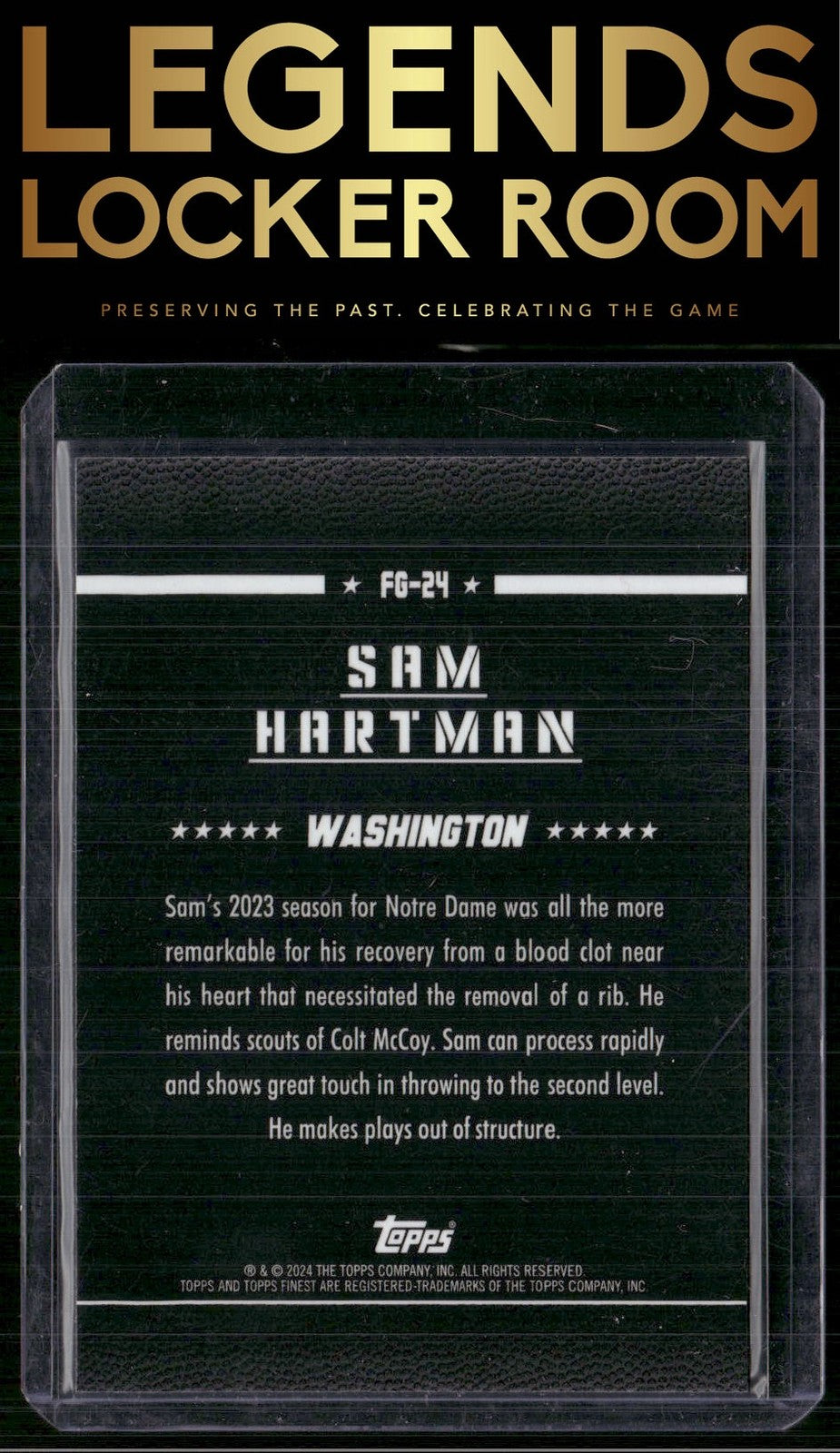 2024 Finest #FG-24 Sam Hartman Field Generals Green Refractor #/75