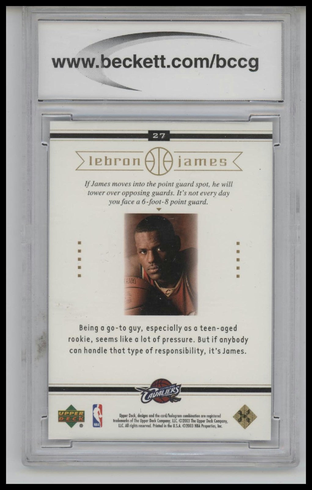 2003 Upper Deck LeBron James Box Set #27 LeBron James BCCG 10.0