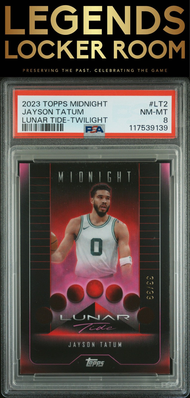 2023 Topps Midnight Lunar Tide #LT2 Jayson Tatum Lunar Tide-Twilight PSA 8