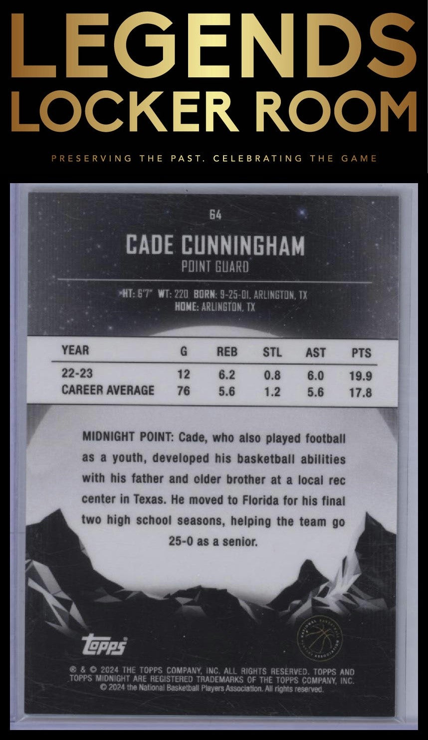 2023-24 Topps Midnight #64 Cade Cunningham Morning #/149