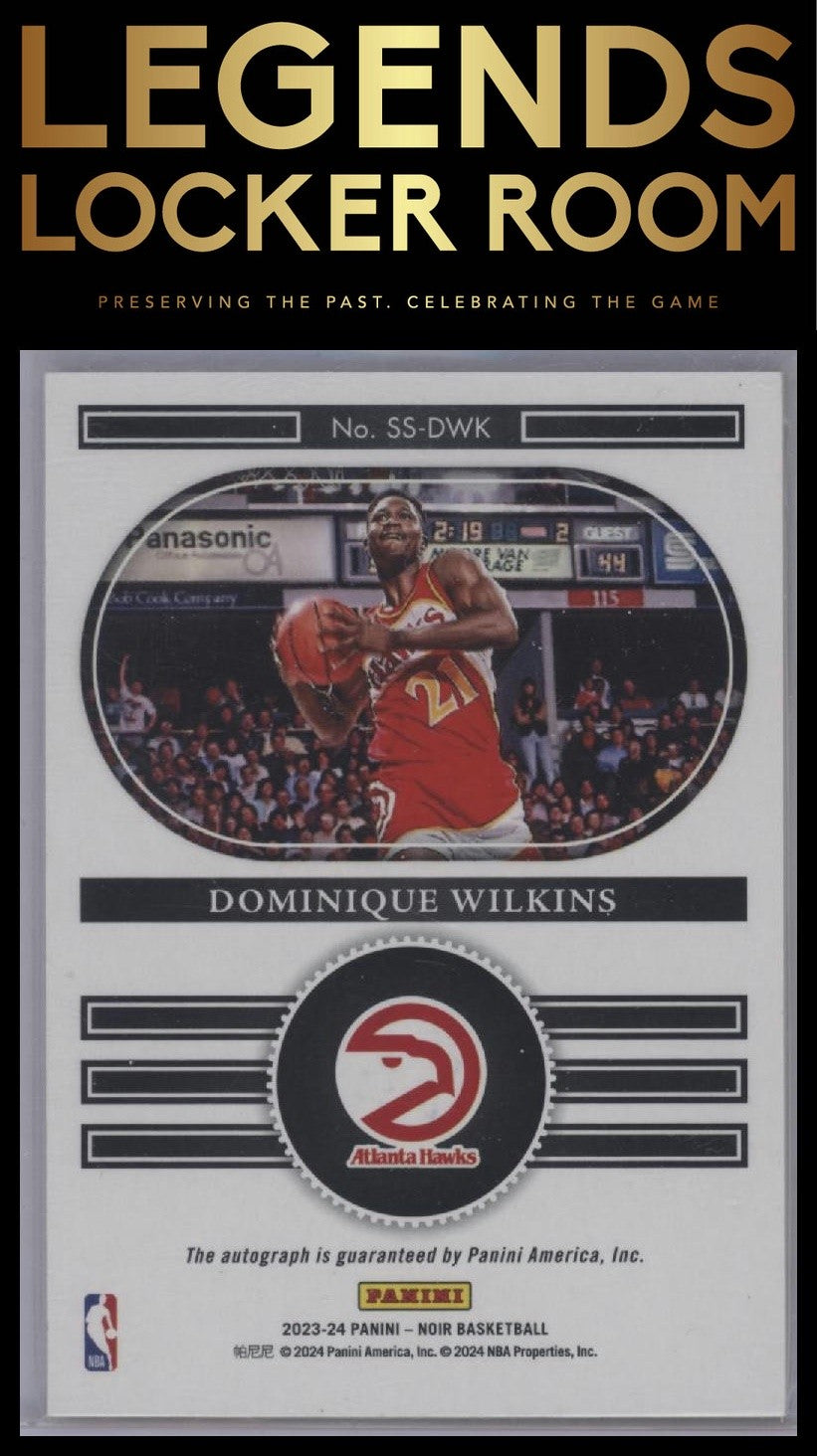 2023-24 Panini Noir #SS-DWK Dominique Wilkins Snapshot Signatures Holo Gold #/10
