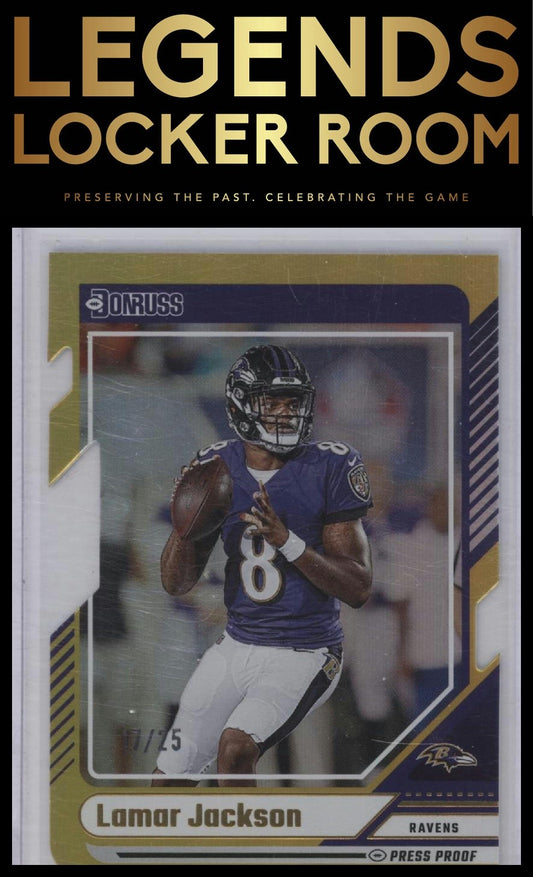 2024 Donruss #130 Lamar Jackson Press Proof Gold Die Cuts #/25