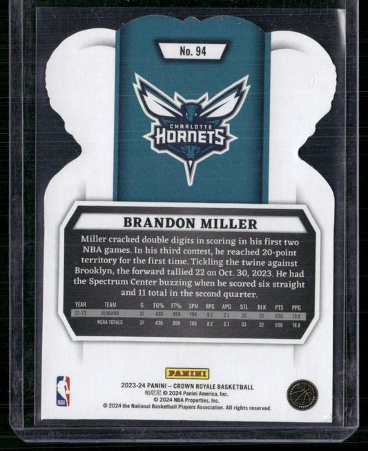 2023-24 Panini Crown Royale #94 Brandon Miller Crystal Red #/49