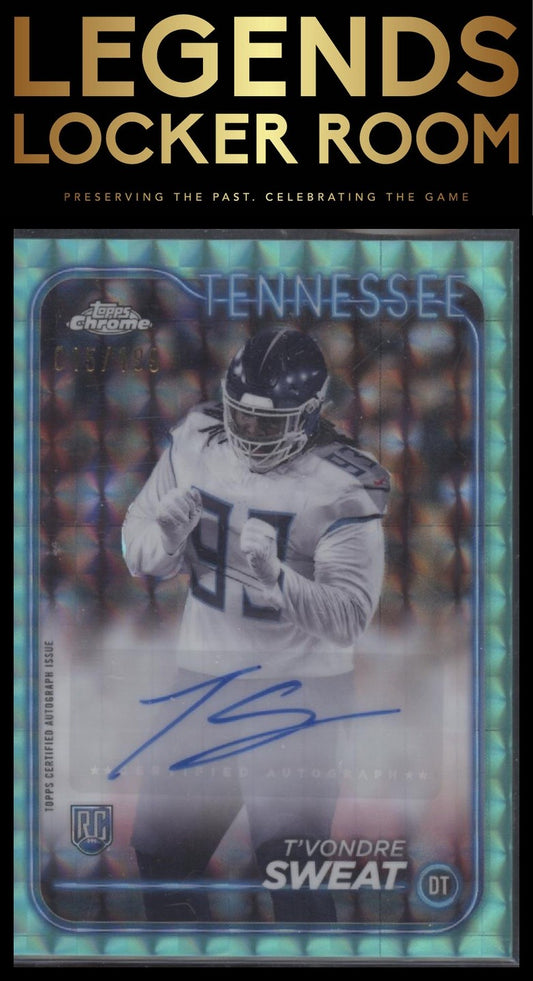 2024 Topps Chrome T'Vondre Sweat Rookie Auto Aqua Refractor /199