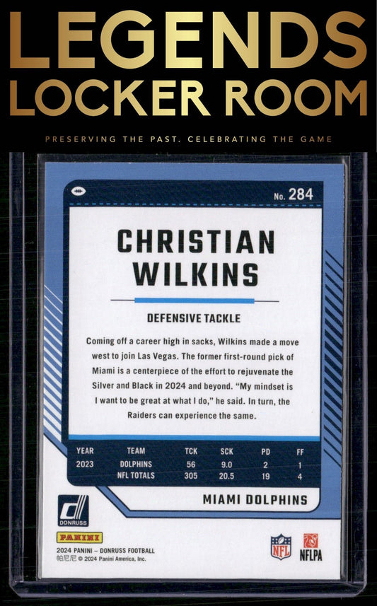2024 Donruss #284 Christian Wilkins Press Proof Red