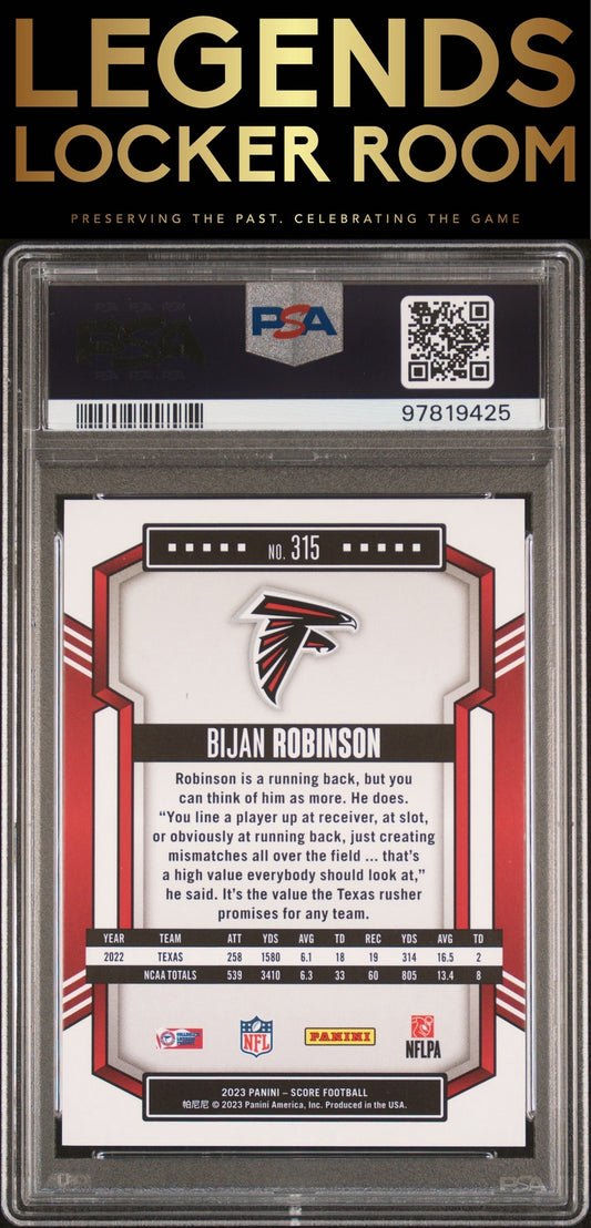 2023 Panini Score #315 Bijan Robinson Ellipse PSA 9