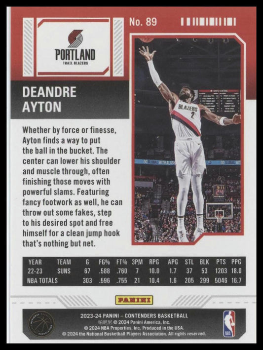 2023-24 Panini Contenders #89 Deandre Ayton Season Ticket Premium Edition