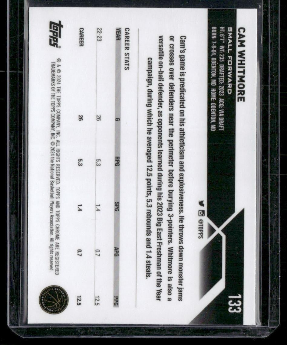 2023-24 Topps Chrome Sapphire #133 Cam Whitmore