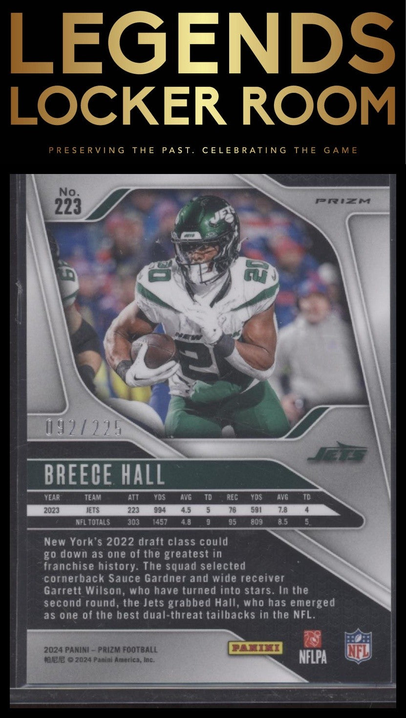 2024 Panini Prizm #223 Breece Hall Purple Ice #/225