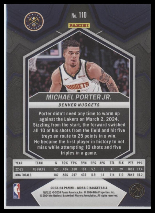 2023-24 Panini Mosaic #110 Michael Porter Jr.