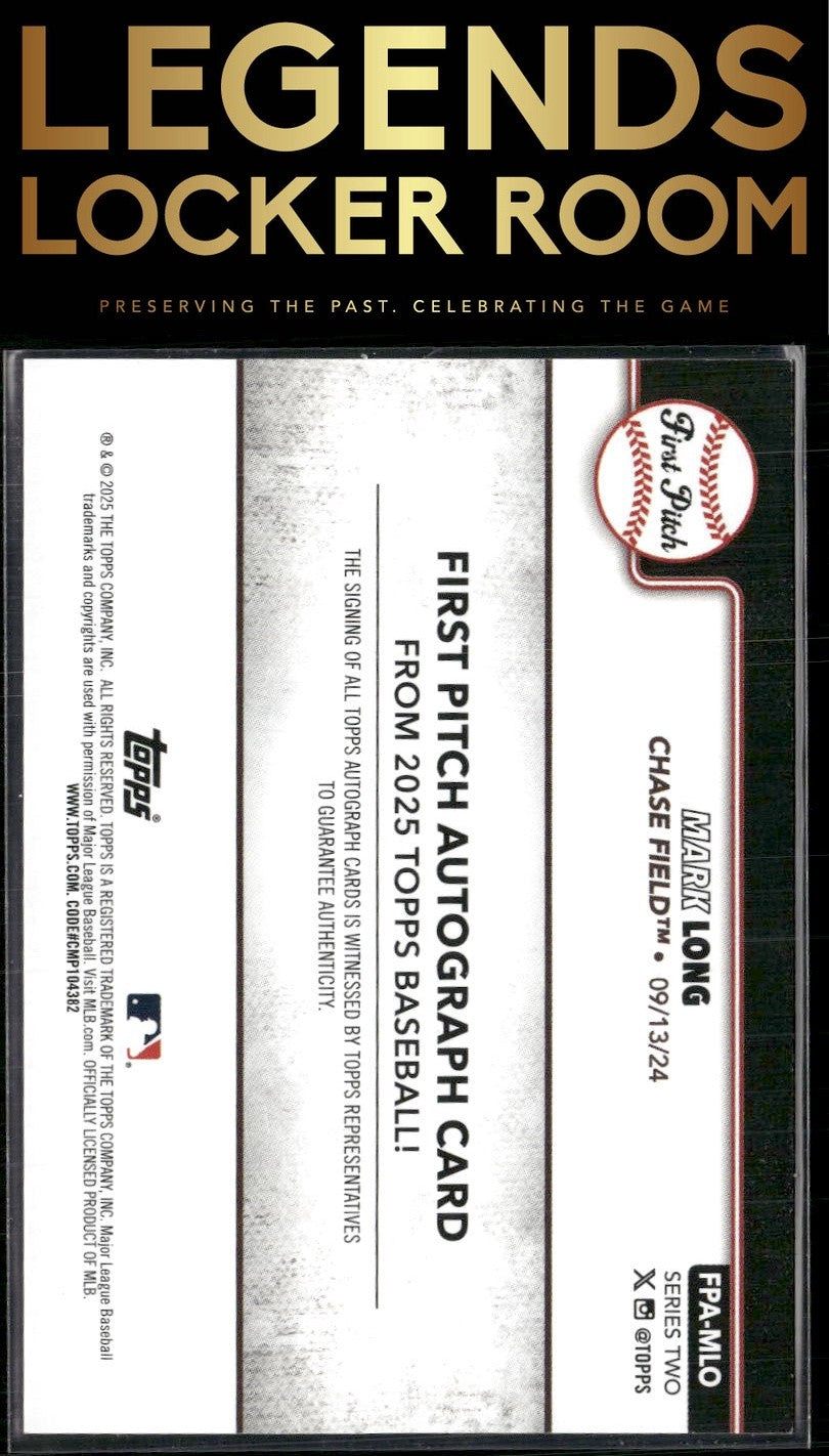 2025 Topps #FPA-MLO Mark Long First Pitch Autographs (Series Two) #/99