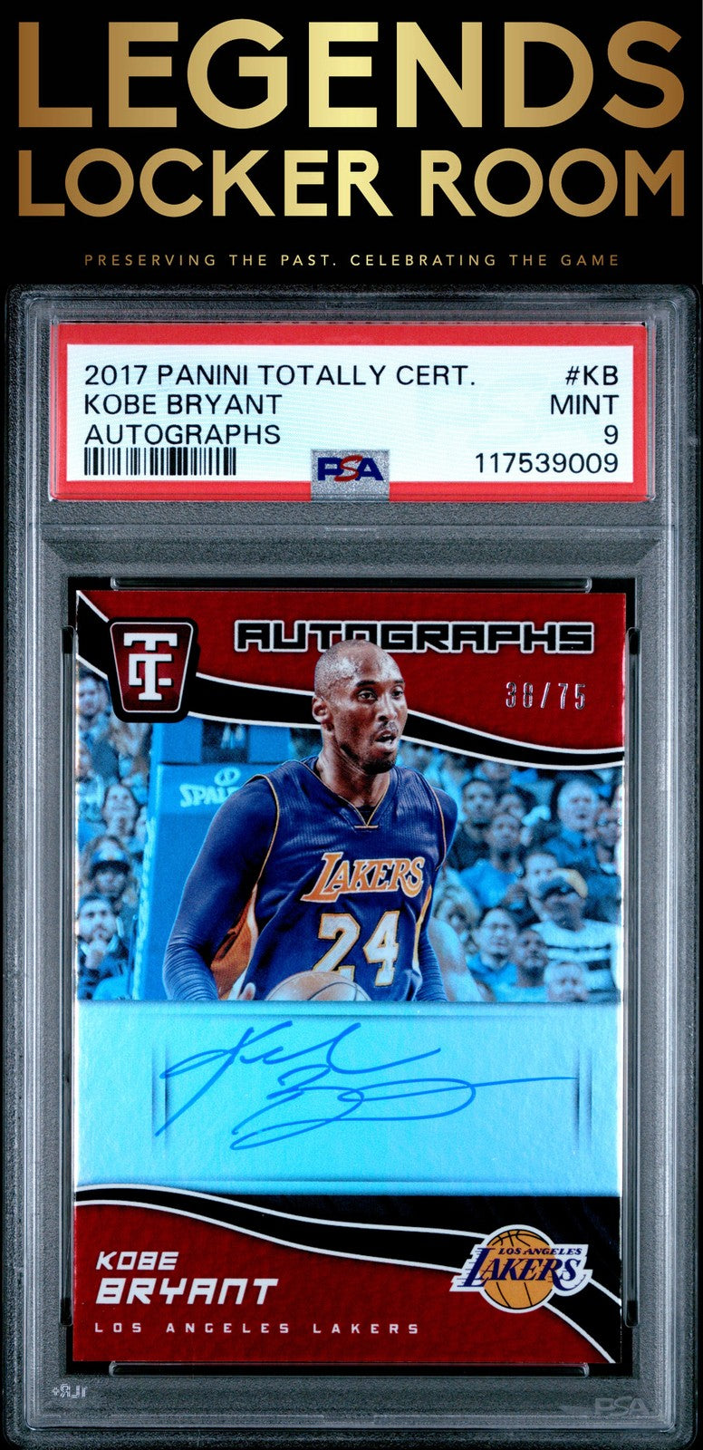 2017 Panini Totally Certified Autographs #KB Kobe Bryant Autographs PSA 9