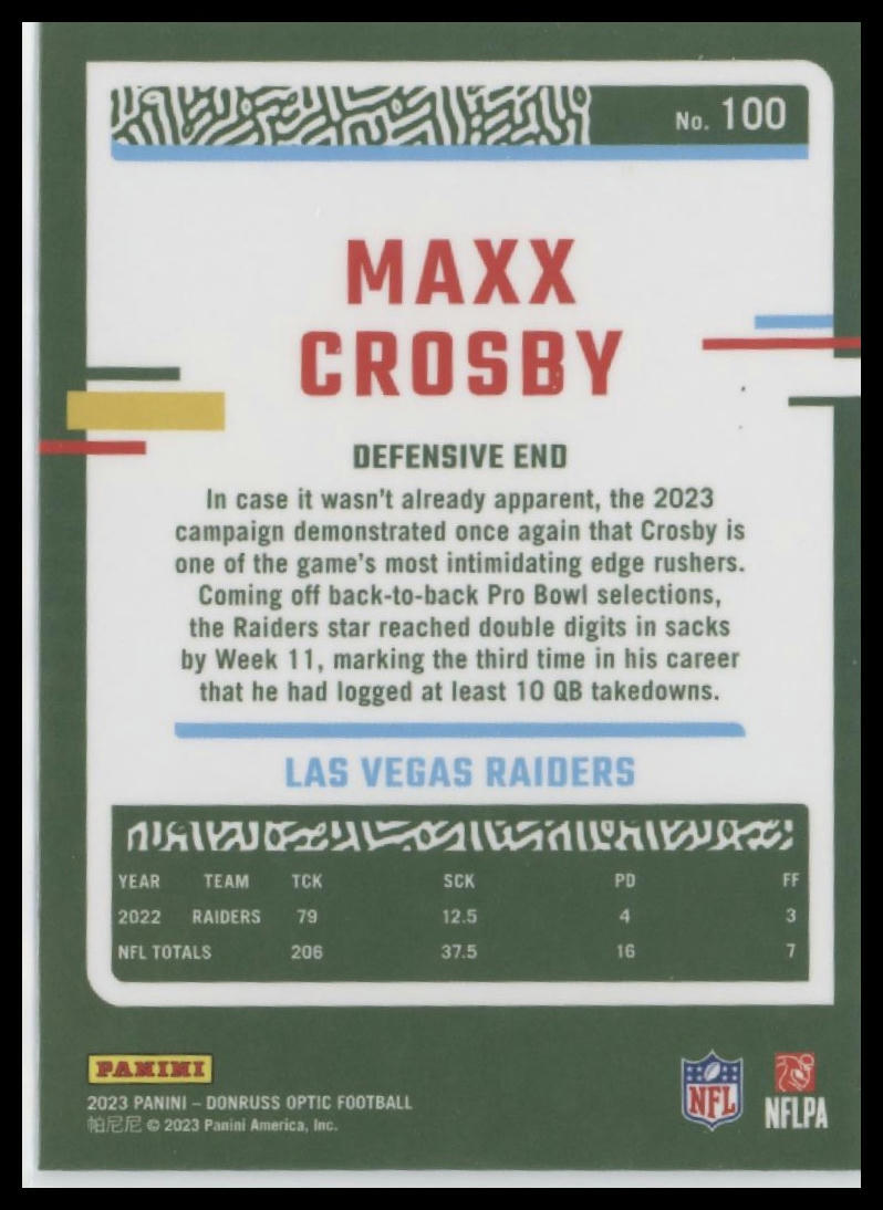 2023 Donruss Optic #100 Maxx Crosby