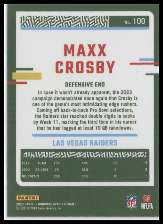 2023 Donruss Optic #100 Maxx Crosby