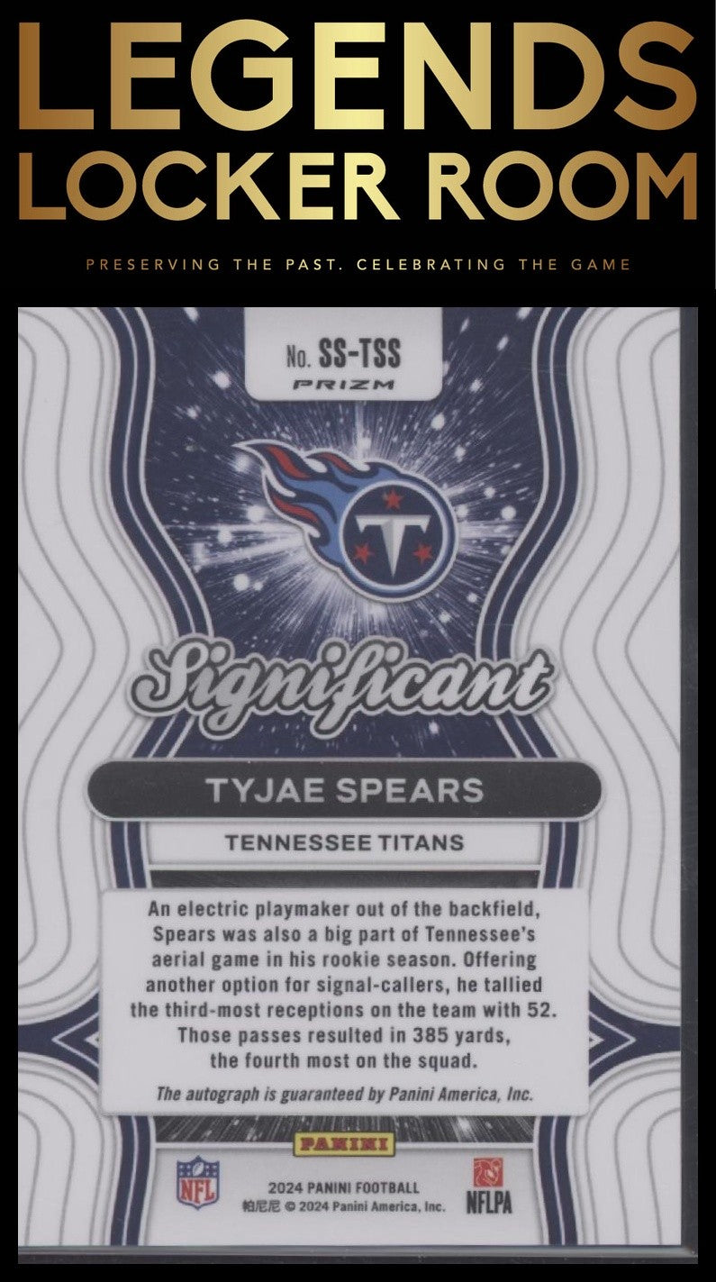 2024 Panini Prizm #SS-TSS Tyjae Spears Significant Signatures Silver Prizm