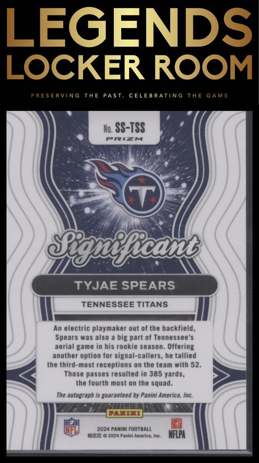2024 Panini Prizm #SS-TSS Tyjae Spears Significant Signatures Silver Prizm