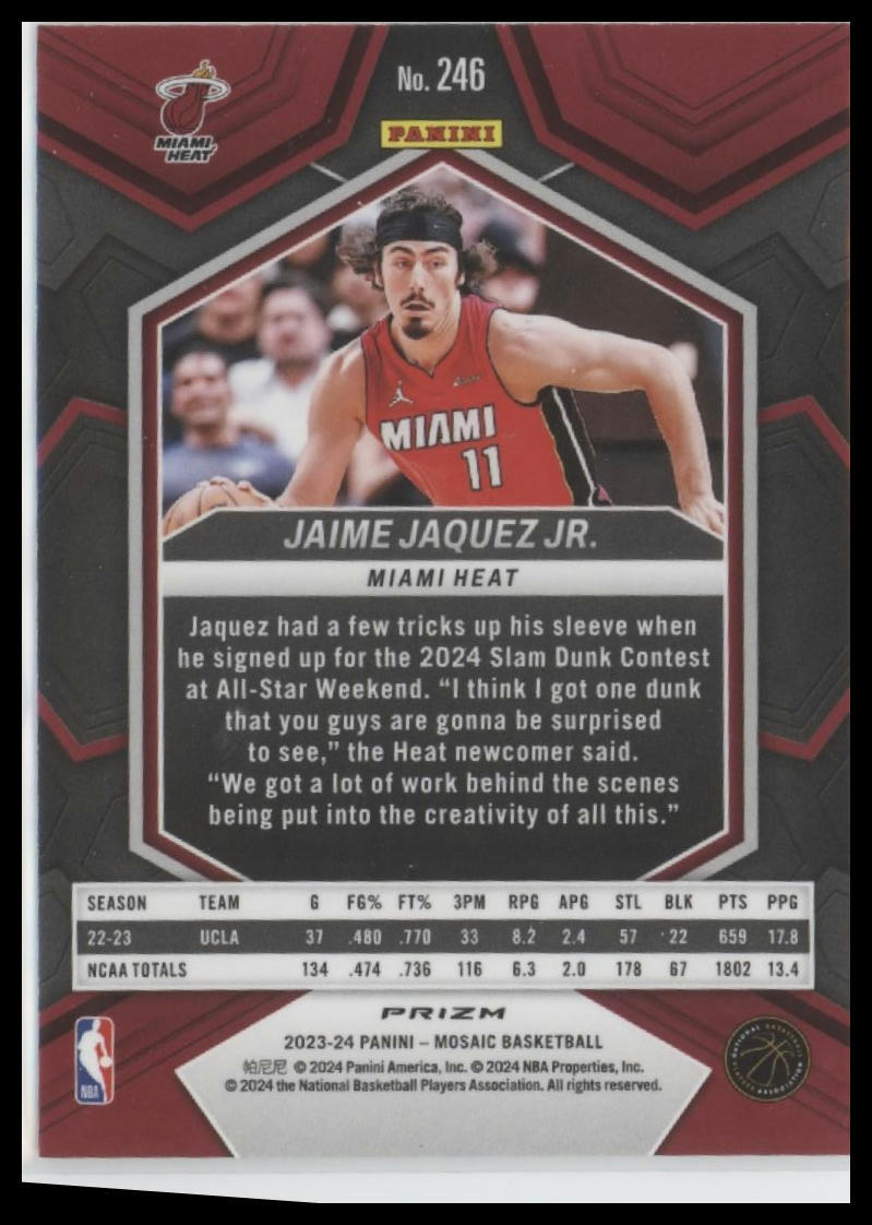 2023-24 Panini Mosaic #246 Jaime Jaquez Jr. Silver Disco Prizm
