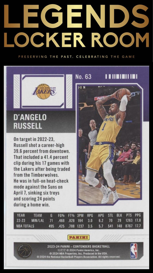 2023-24 Panini Contenders #63 D'Angelo Russell Season Ticket Retail