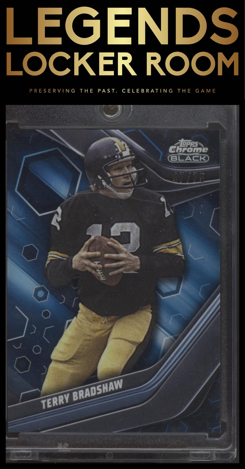 2023 Topps Composite #141 Terry Bradshaw Topps Chrome Black Blue Refractor #/75