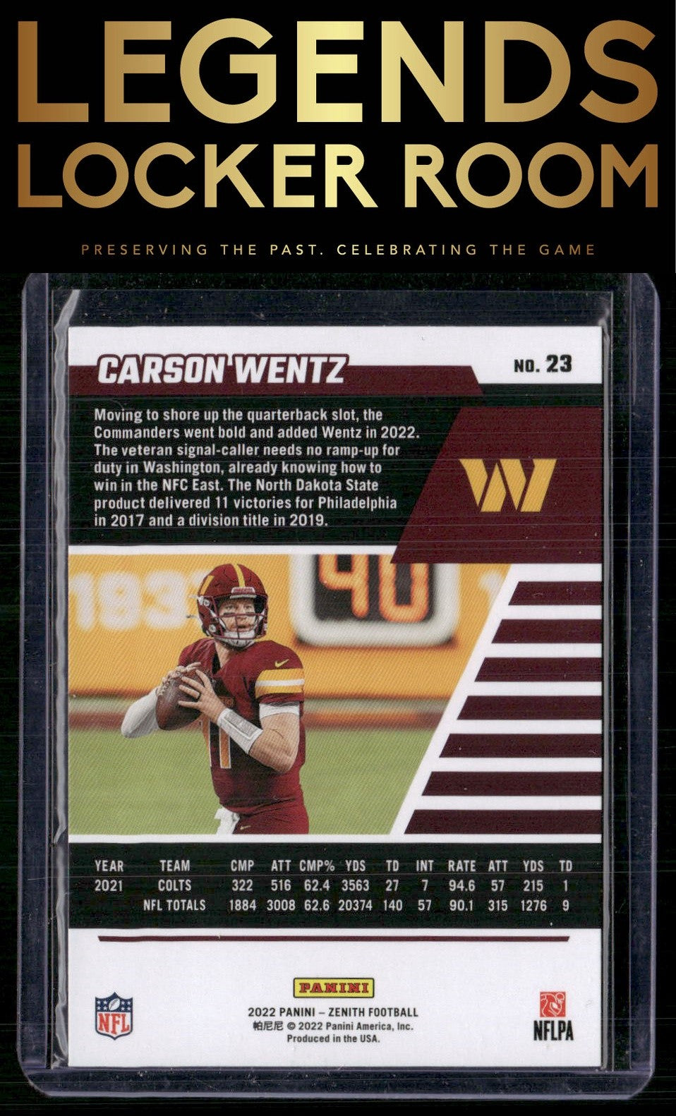 2022 Zenith #23 Carson Wentz Red Zone