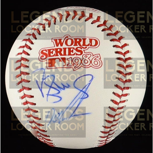 Dwight Gooden & Darryl Strawberry Signed 1986 World Series Logo Baseball