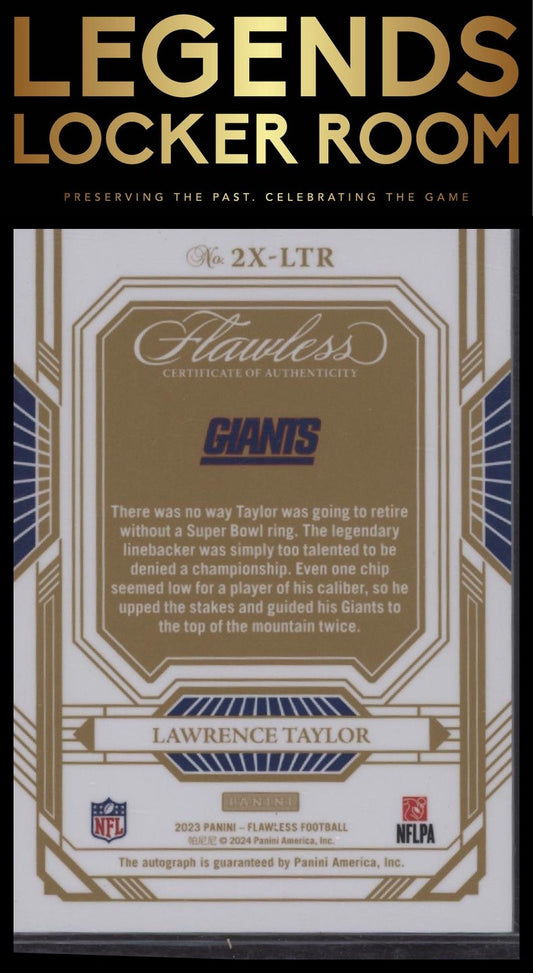 2023 Panini Flawless Lawrence Taylor Champions Signatures Emerald #/5