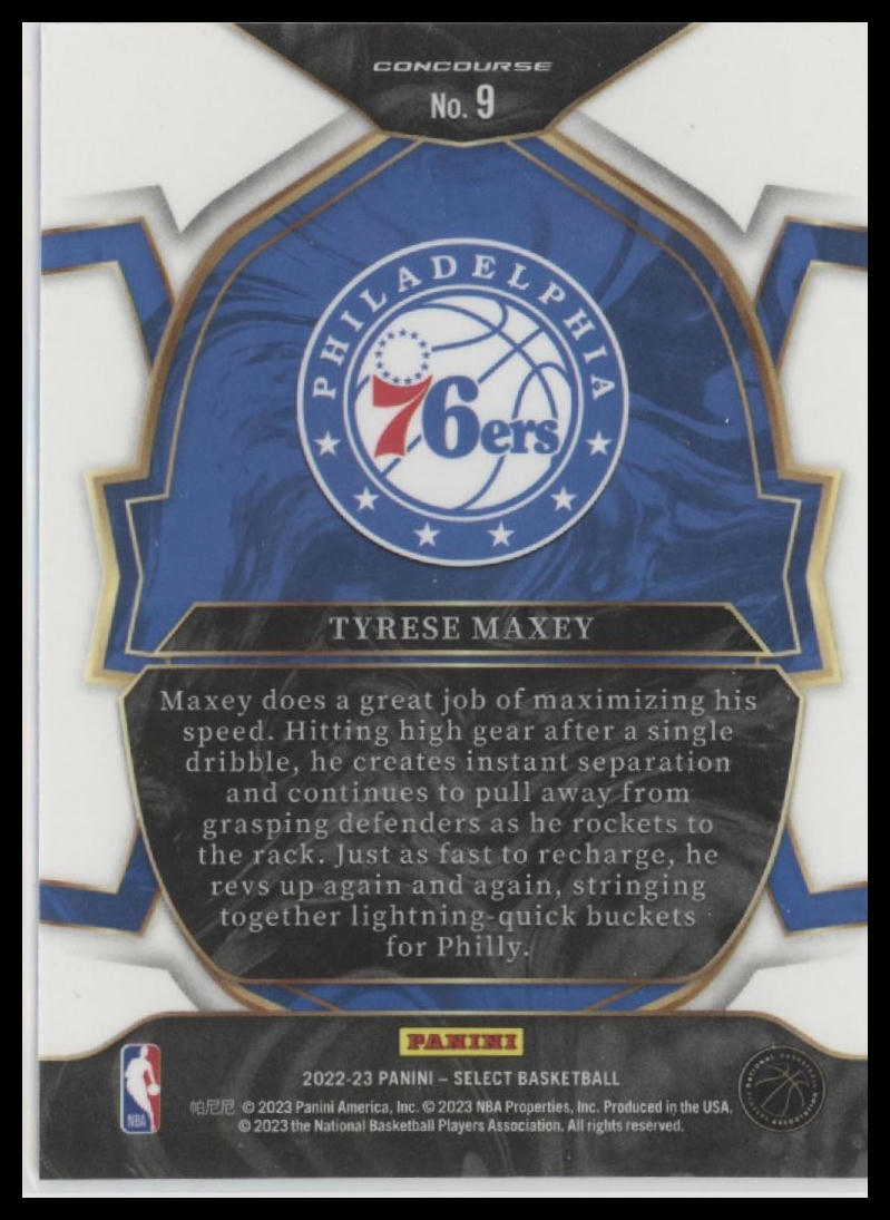 2022-23 Panini Select #9 Tyrese Maxey Blue (Retail Base)