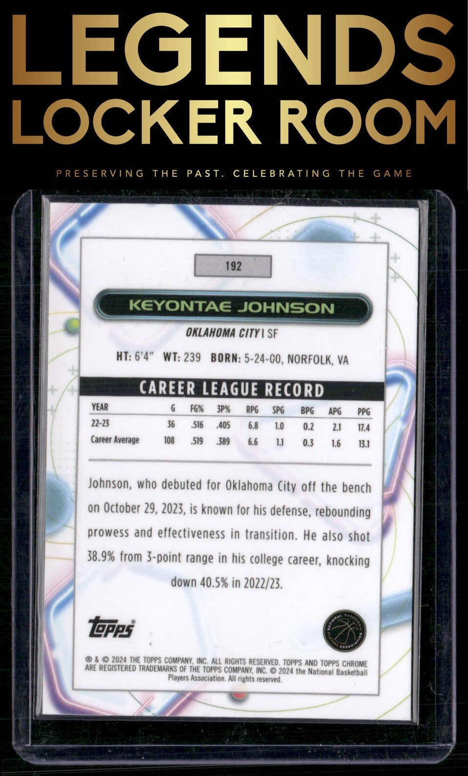 2023-24 Topps Chrome Cosmic #192 Keyontae Johnson