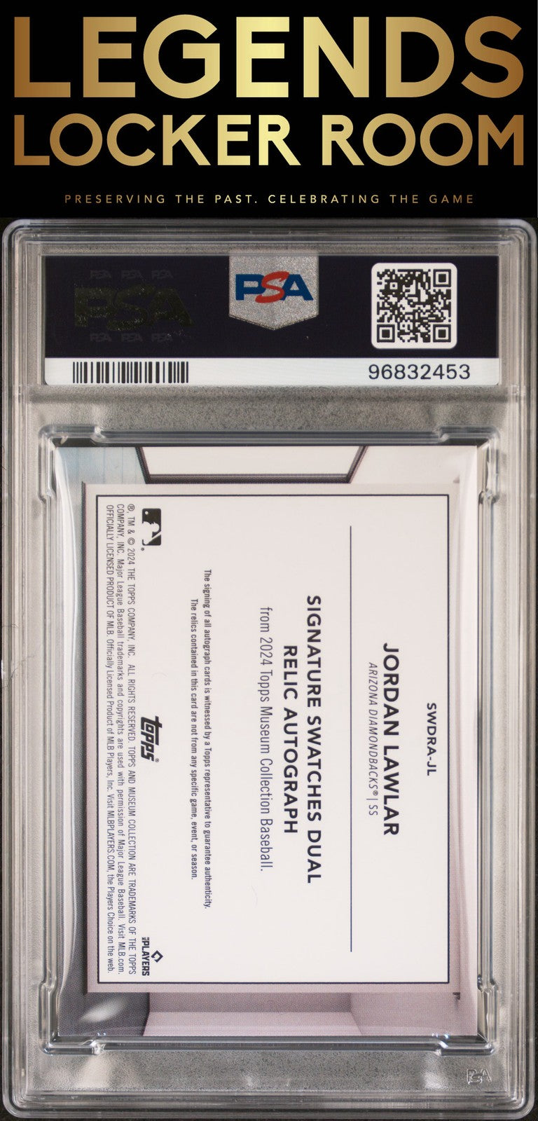 2024 Topps Museum Collection Dual Relic Auto Jordan Lawlar Copper PSA 9