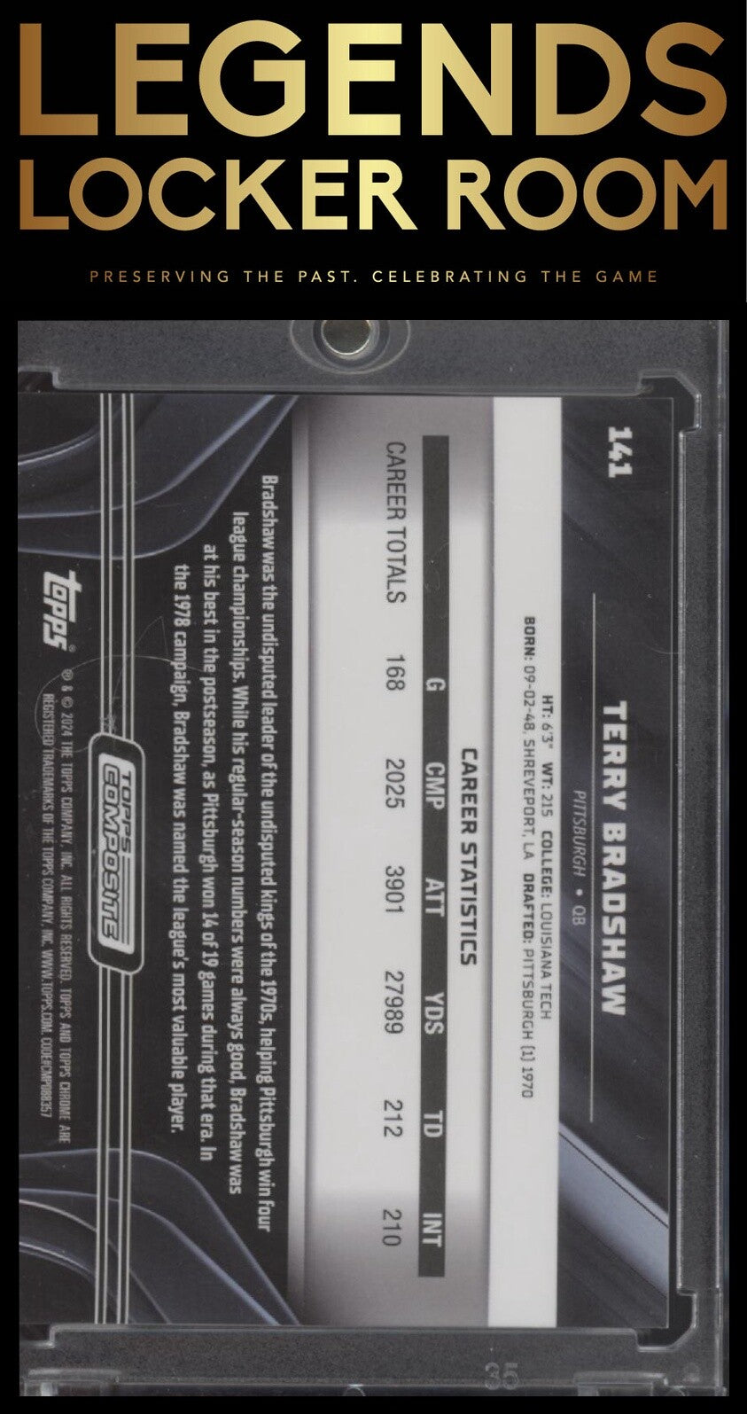 2023 Topps Composite #141 Terry Bradshaw Topps Chrome Black Blue Refractor #/75